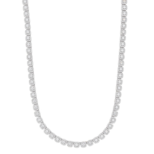 Clustered Moissanite Tennis Necklace in Sterling Silver - 6MM