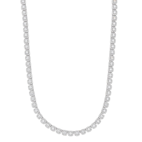 Clustered Moissanite Tennis Chain in Sterling Silver - 6MM