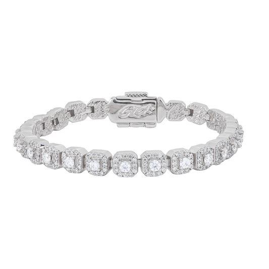 Clustered Moissanite Tennis Bracelet in Sterling Silver - 6MM