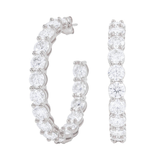 4MM Moissanite Eternity Hoop Earrings in Sterling Silver
