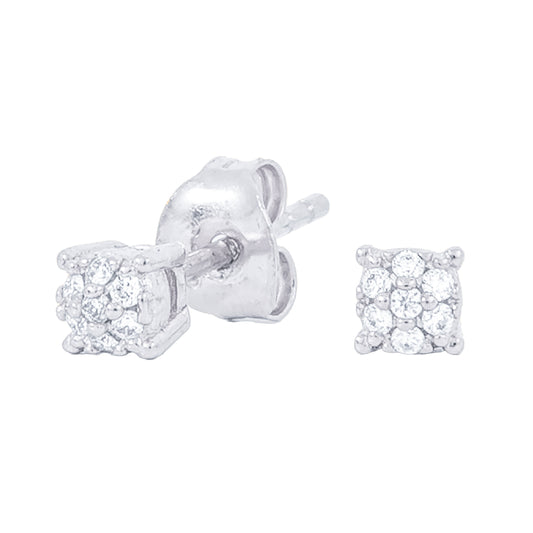 3MM Pave Round Moissanite Stud Earrings in Sterling Silver