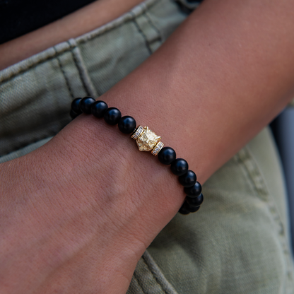 Bear Beaded Bracelet in Yellow Gold