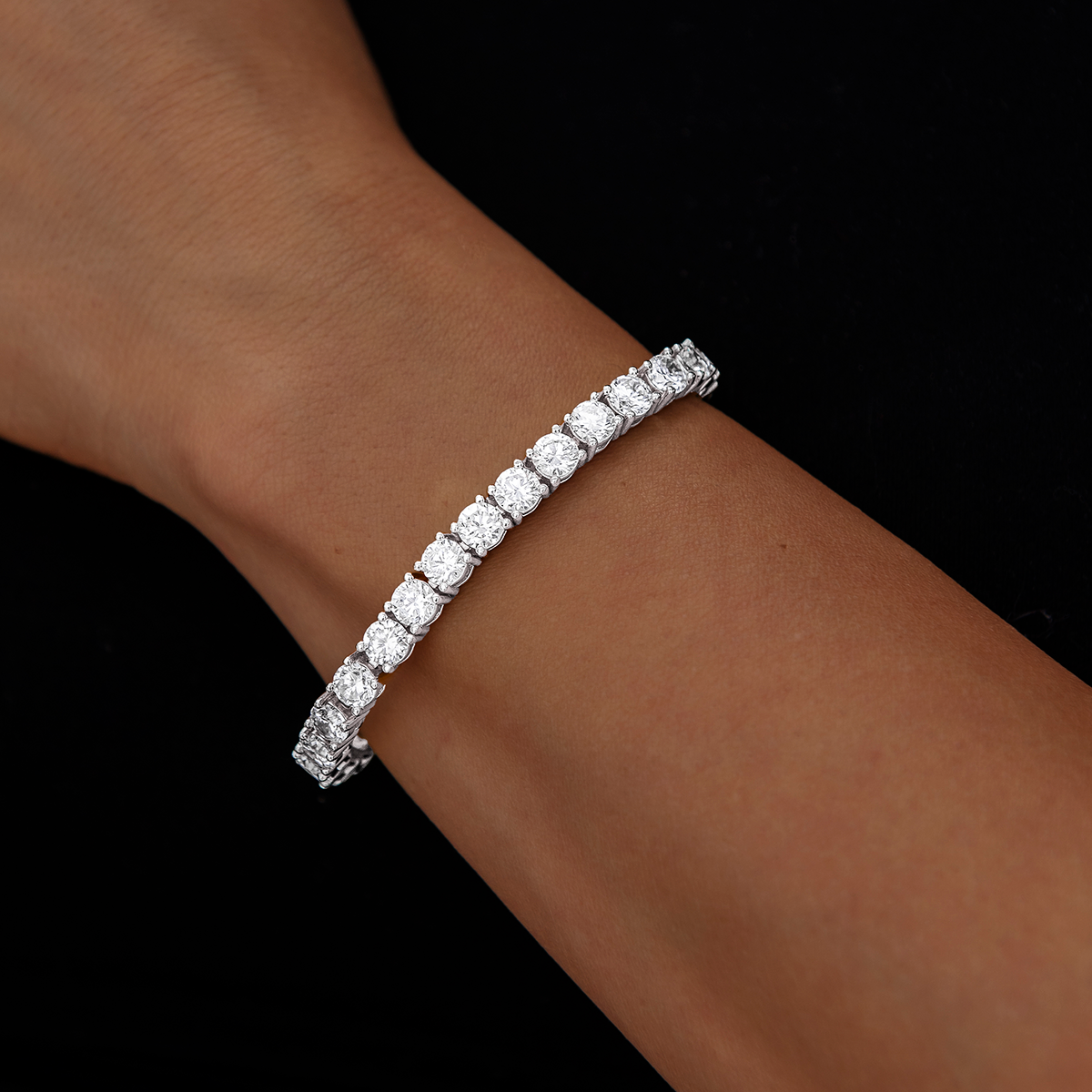 5mm Diamond Tennis Necklace + Bracelet + 8mm Round Cut Stud Earring Bundle in White Gold