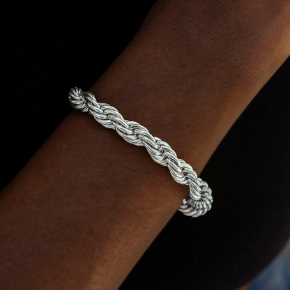 8MM Rope Chain Bracelet in White Gold
