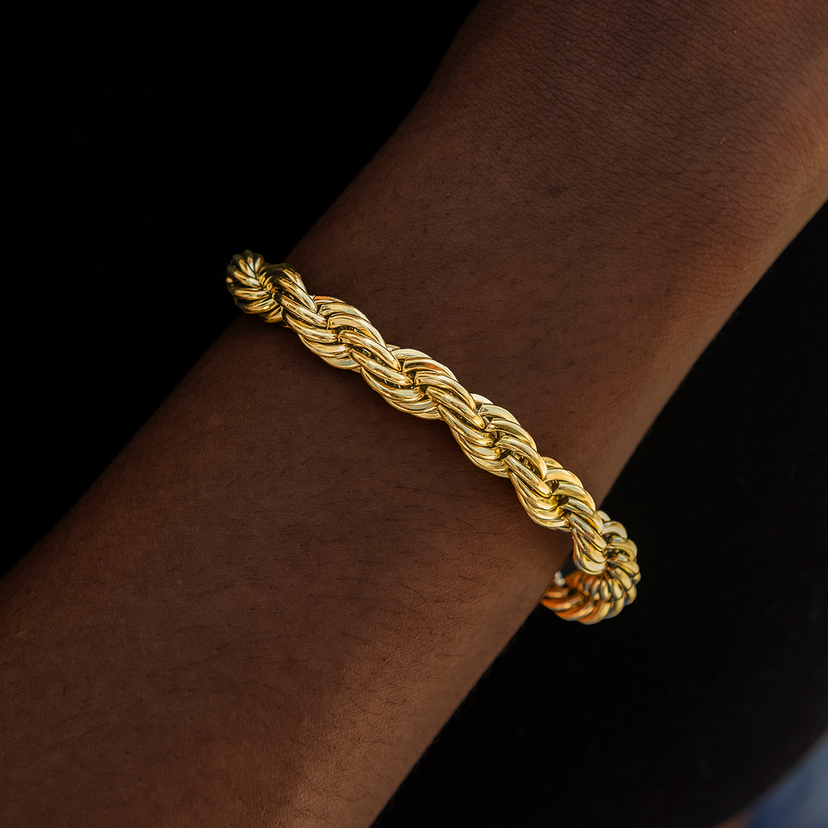 8MM Rope Chain Bracelet in Yellow Gold