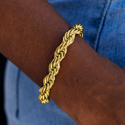 8MM Rope Chain Bracelet in Yellow Gold