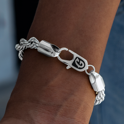 8MM Rope Chain Bracelet in White Gold