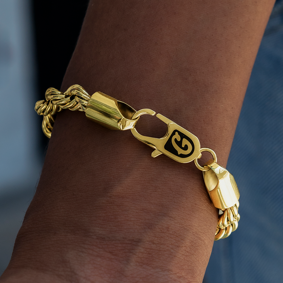 8MM Rope Chain Bracelet in Yellow Gold