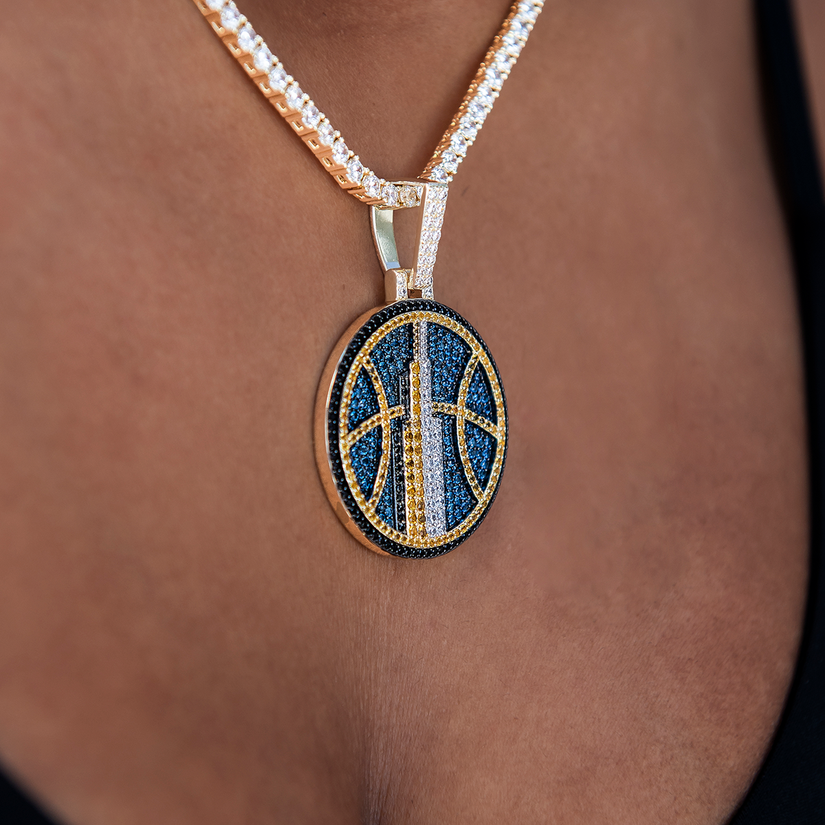 Chicago Sky Official WNBA Logo Pendant Yellow Gold