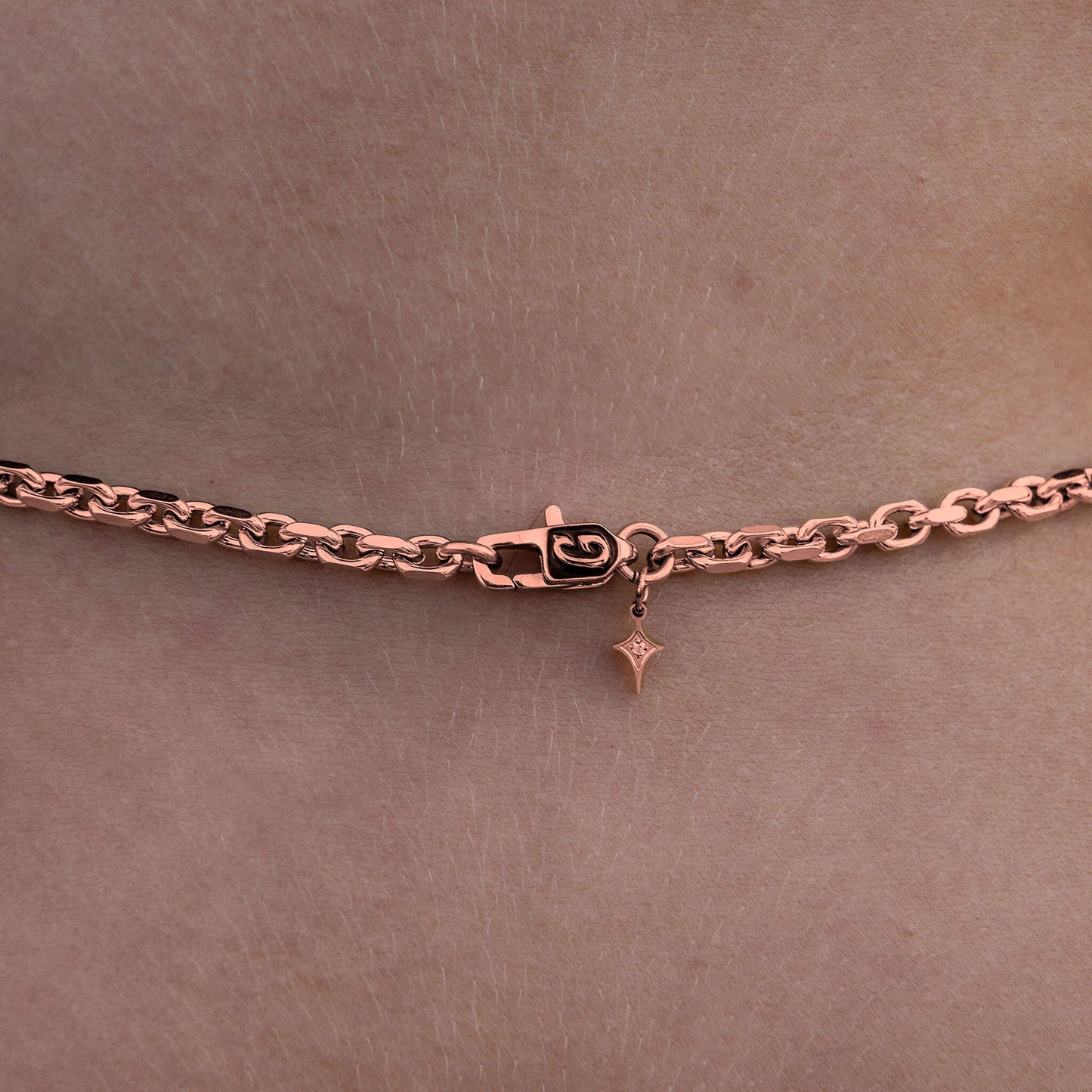 3.6MM Open Box Necklace in Rose Gold