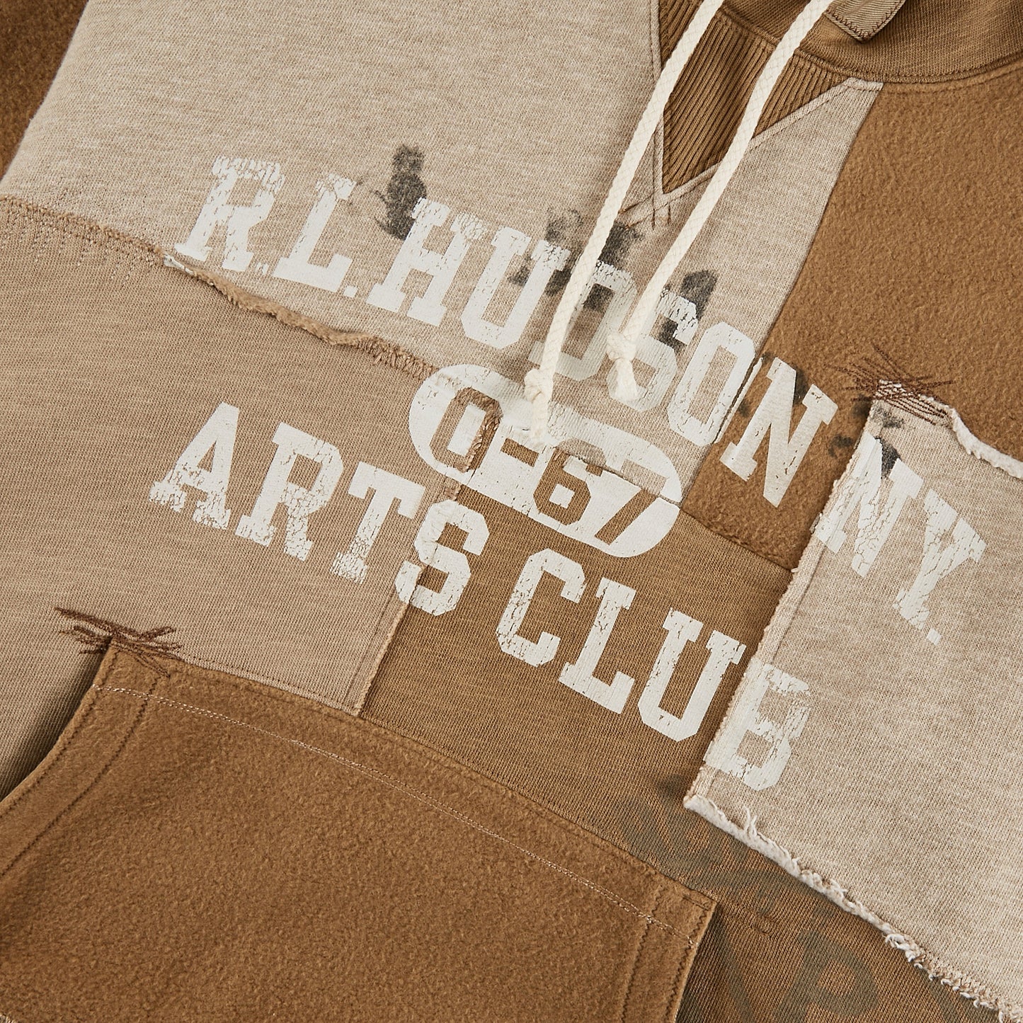 Patchwork Fleece Hoodie | Montana Khaki
