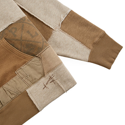 Patchwork Fleece Hoodie | Montana Khaki