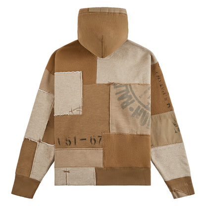 Patchwork Fleece Hoodie | Montana Khaki