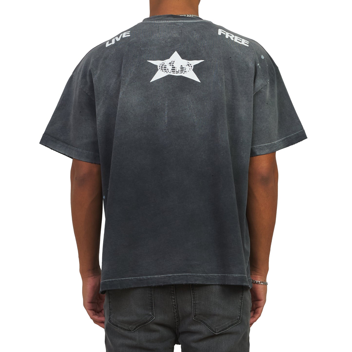 Distressed Star Tee | Vintage Black