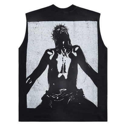 As Above So Below Sleeveless Tee | Blk