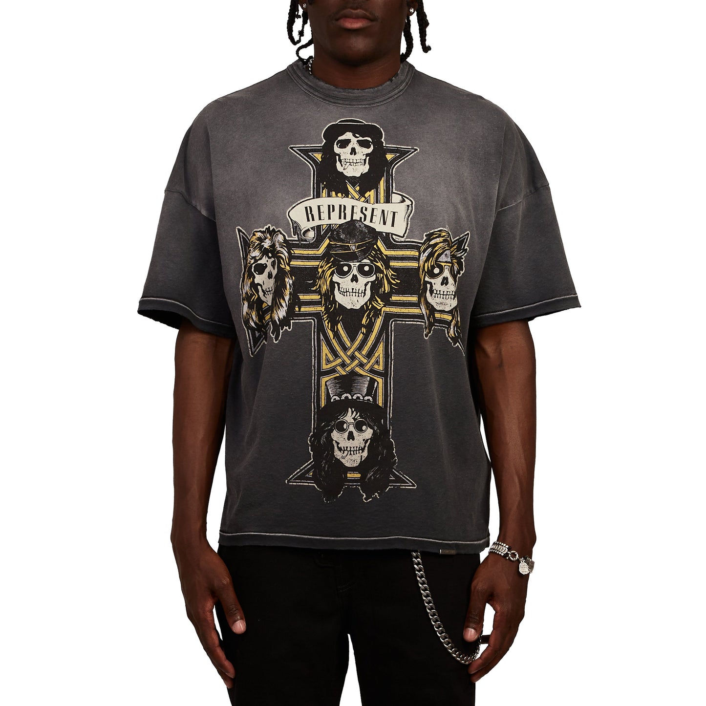Guns N' Roses Cross Tee | Stained Black