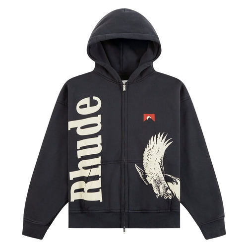 Eagle Pass Zip-Up Hoodie | Vintage Black/White