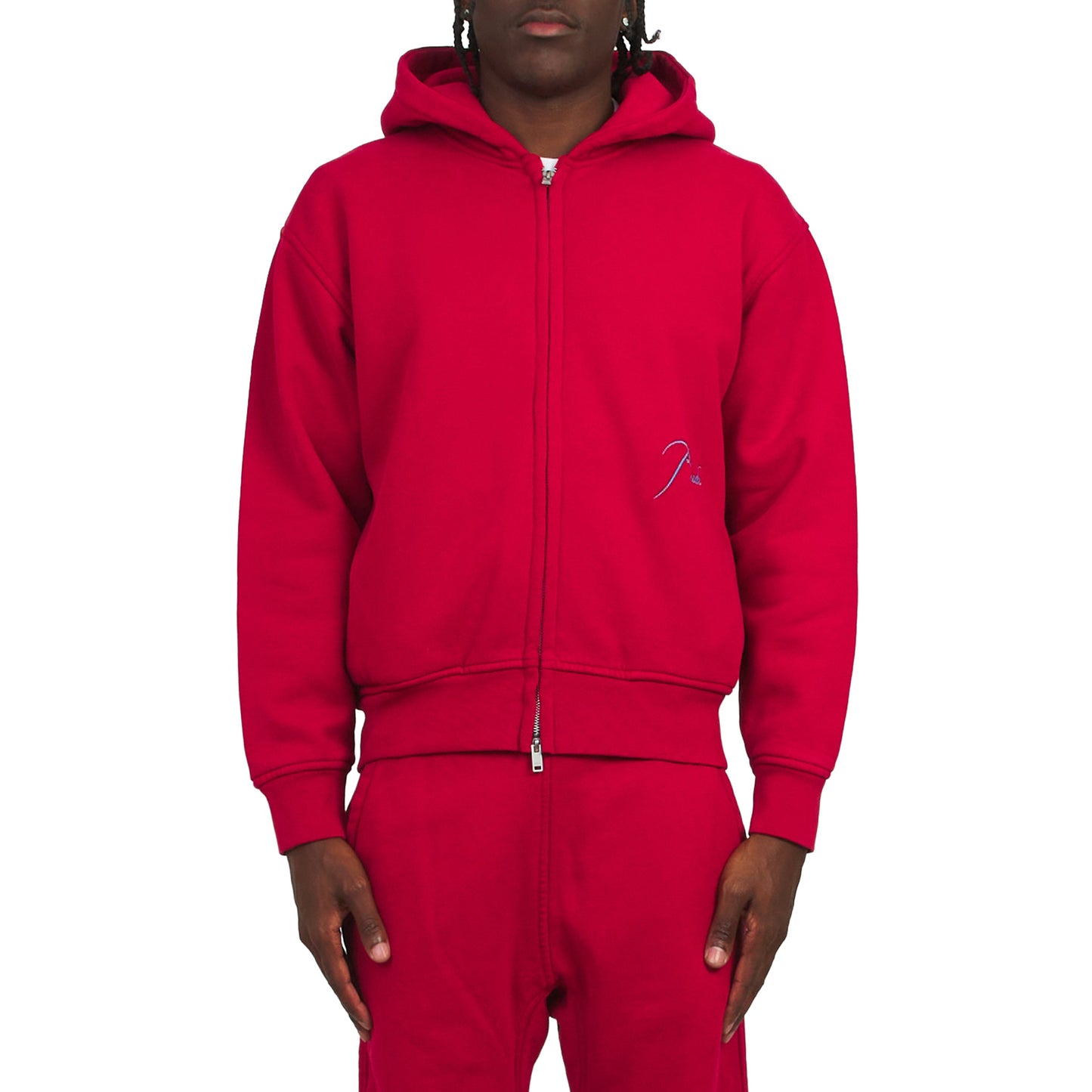 Classique 2 Zip Up Hoodie | Riviera Red/Sky Blue