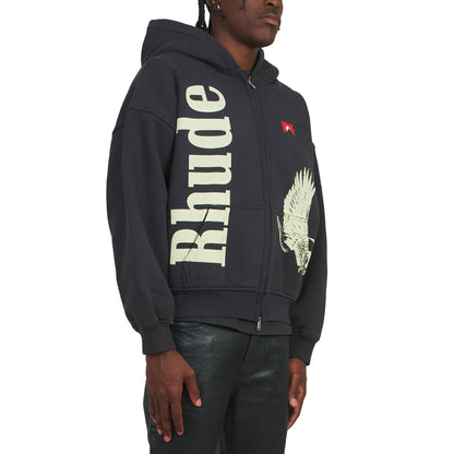 Eagle Pass Zip-Up Hoodie | Vintage Black/White