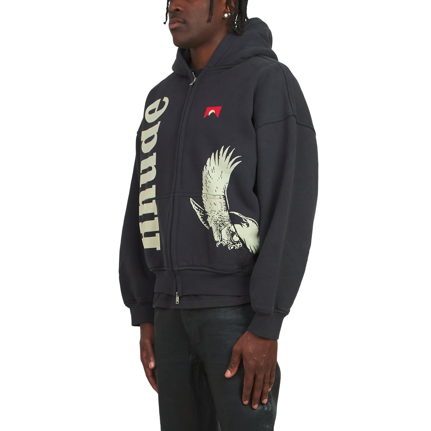 Eagle Pass Zip-Up Hoodie | Vintage Black/White
