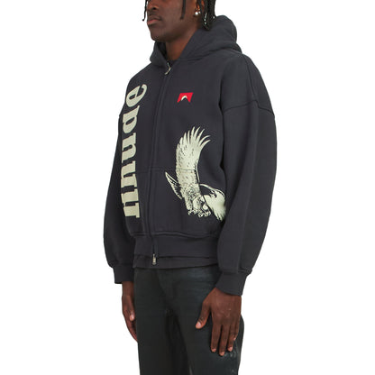 Eagle Pass Zip-Up Hoodie | Vintage Black/White