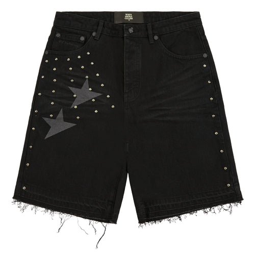 Half Star Denim Short | Black/Animal Print