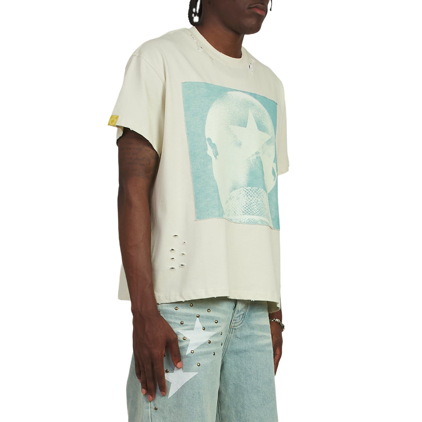 Patch Star Head Tee | Ivory/Blue