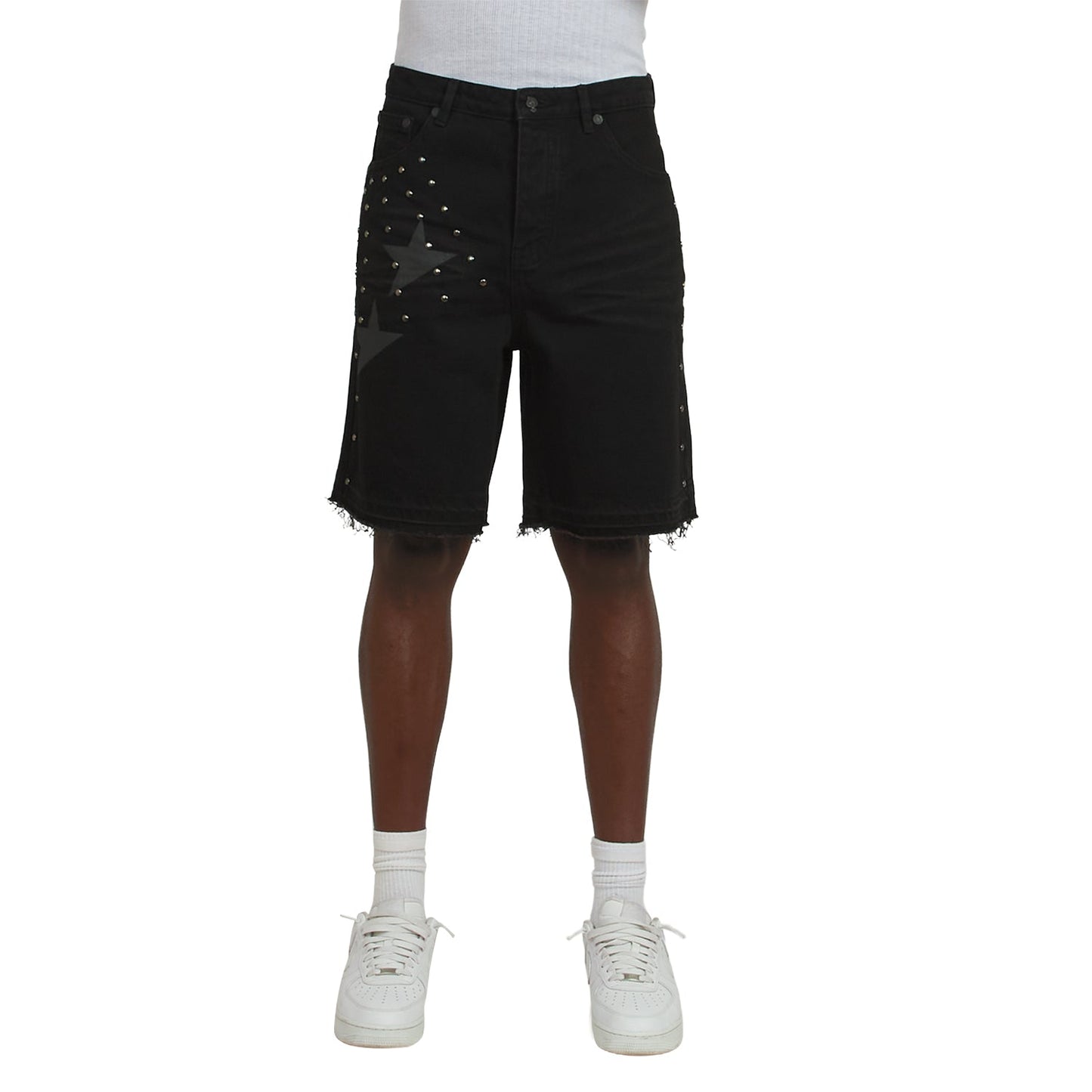 Half Star Denim Short | Black/Animal Print
