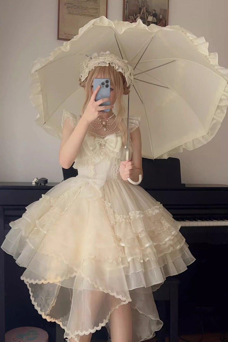 Apricot Solid Color Multi-layer Ruffle Hanayome Sweet Lolita Jsk Dress