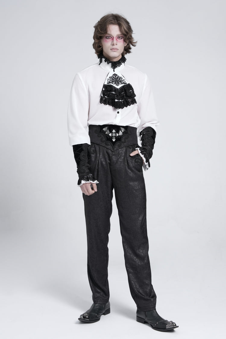 Black Embroidered Lace-Up Men's Gothic Accessory  Bat Embroidered Girdle