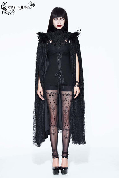Black Palace Style Lace Long Women's Gothic Cloak