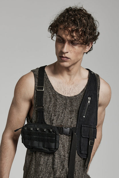 Black Buckle Men's Punk Big-Pocket Harness