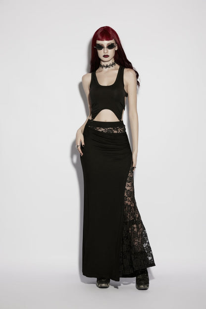 Black Cut-Out Slim Irregular Women's Gothic Handsome Vest