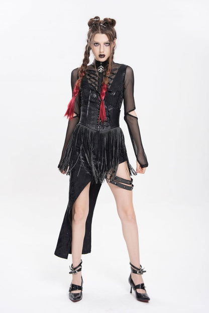 Black Lace Tassels Lace-Up Slim Buckled Women's Gothic Corset