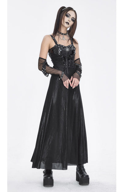 Black Buckle Strap Eyelets Womens Gothic Jsk Dress