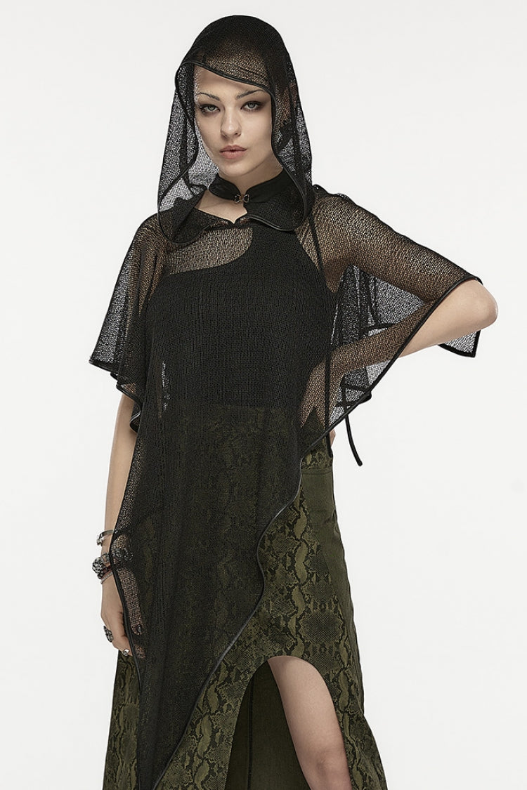 Black Hollow Hooded Women's Gothic Cloak