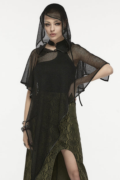 Black Hollow Hooded Women's Gothic Cloak