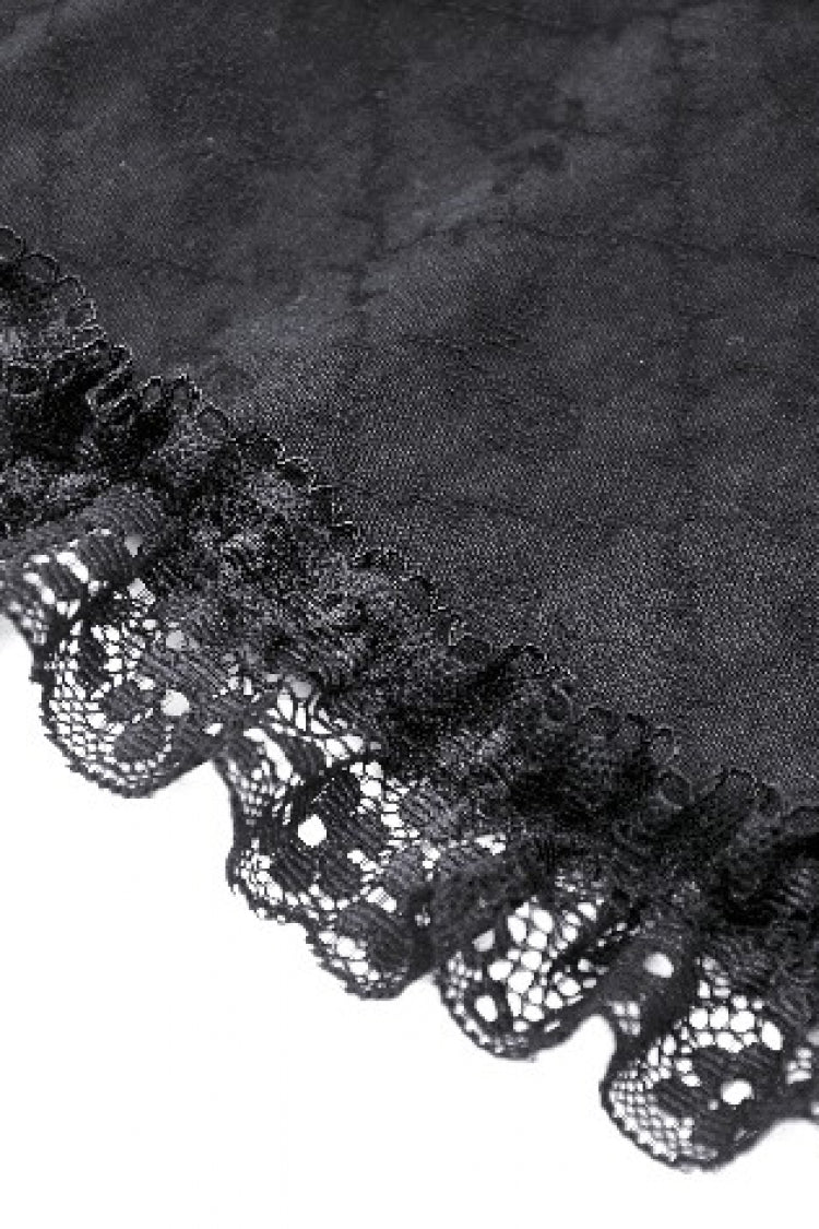 Black Multi-Layered Lace Women's Gothic Puffy Skirt with Detachable Swallow Tail