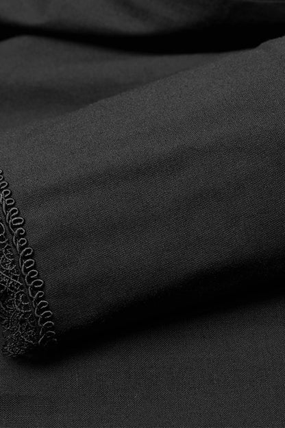 Black Lapel Collar Long Lantern Sleeves Mens Gothic Gorgeous Blouse