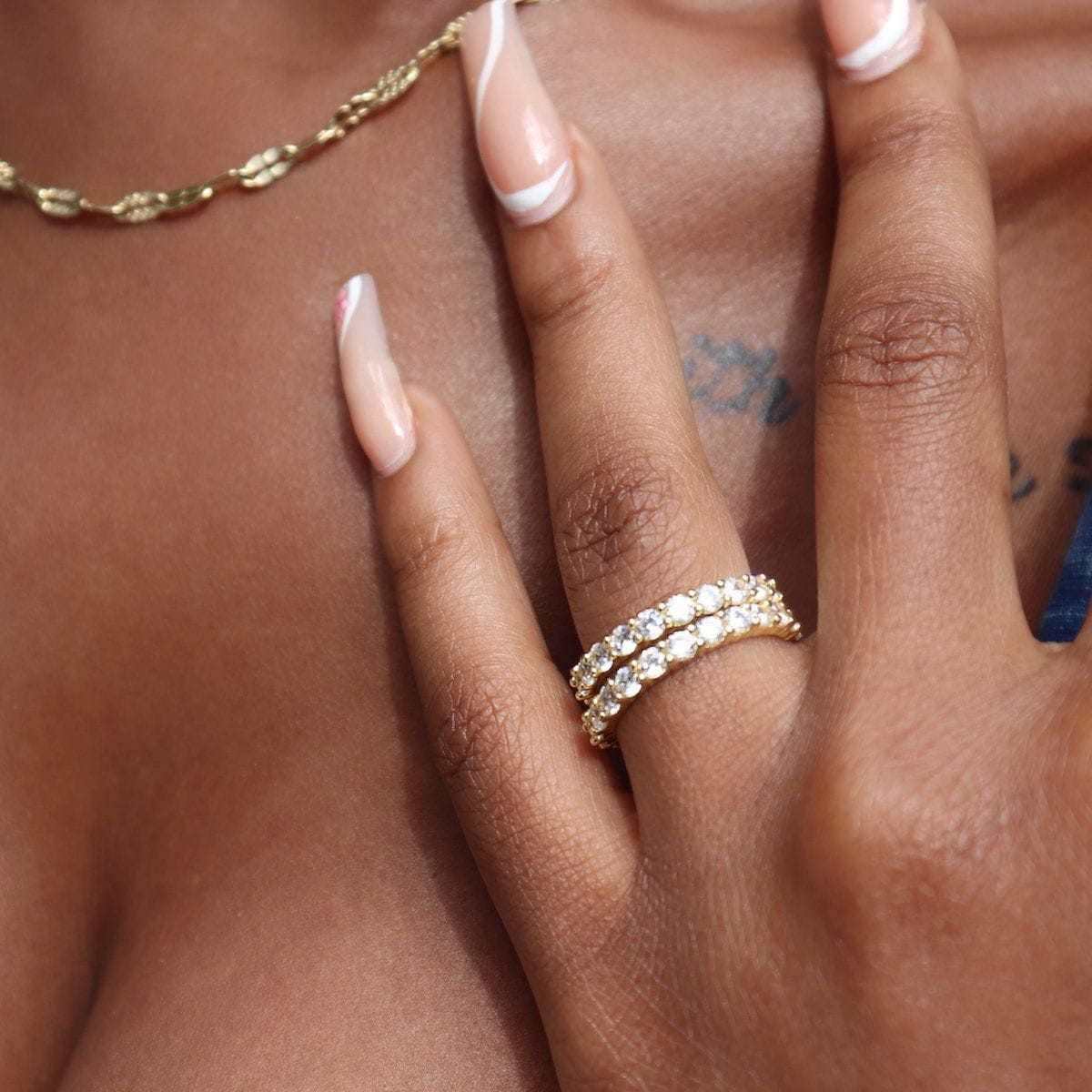 2mm Eternity Band Ring in Yellow Gold Vermeil