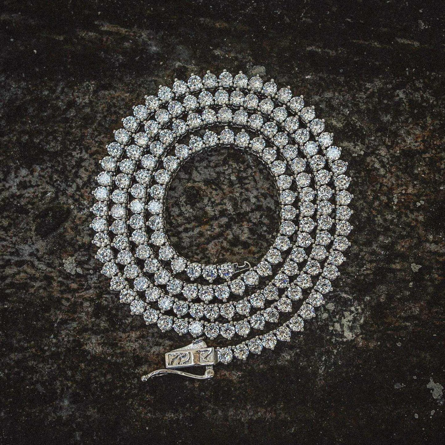 3 Prong Tennis Necklace in White Gold