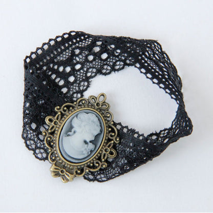 Black Lace Retro Victorian Beauty Head Elastic Gothic Lolita Armband Bracelet