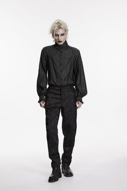 Black Jacquard Slim Men's Gothic Gorgeous Handsome Pants