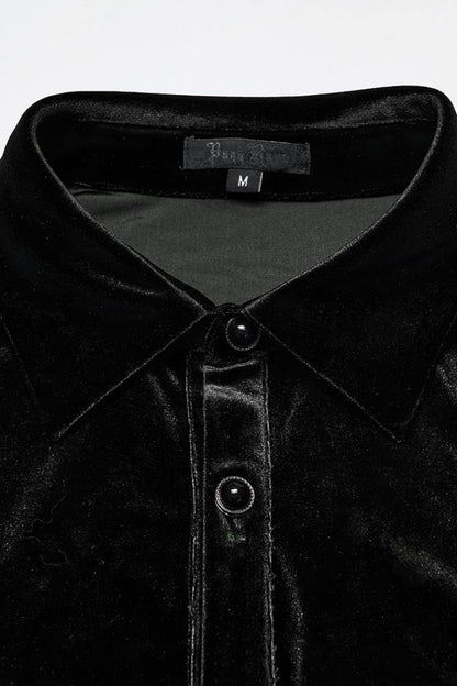 Black Lapel Collar Long Puff Sleeves Men's Gothic Blouse
