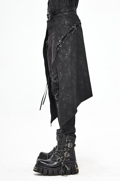Black Mist Floral Print Mens Punk Short Kilts