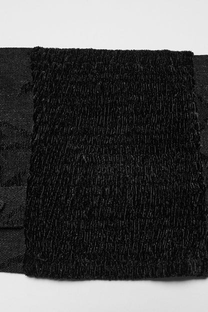 Black Halterneck Sleeveless Jacquard Women's Gothic Vest with Faux Fur Collar