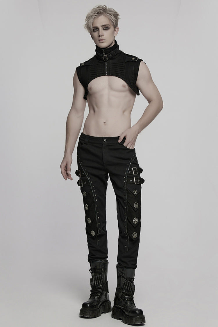 Black Buckle Skull Men's Punk Pants