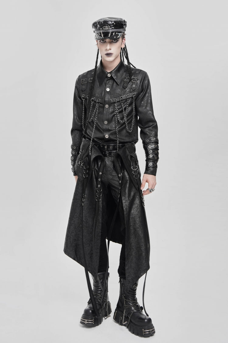 Black D-ring Buckle Zipper Men's Punk Skirt