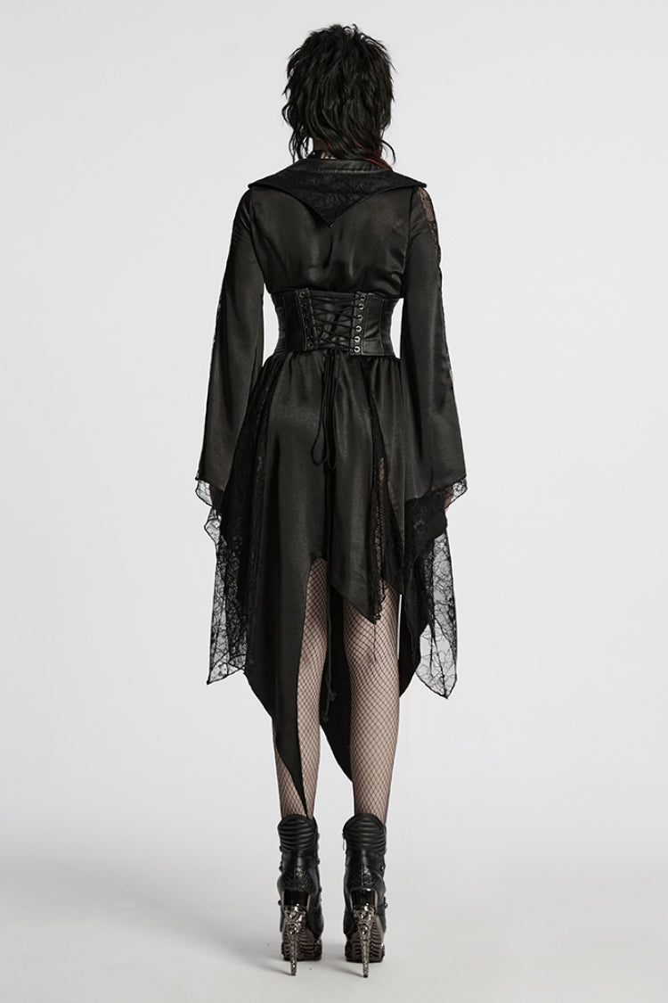Black Long Sleeves Stitching Lace Irregular Women's Gothic Dress