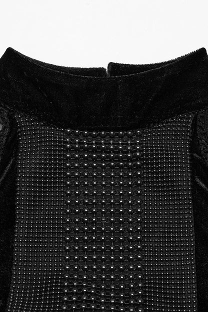 Black Halterneck Sleeveless Stitching Mesh Women's Gothic Dress